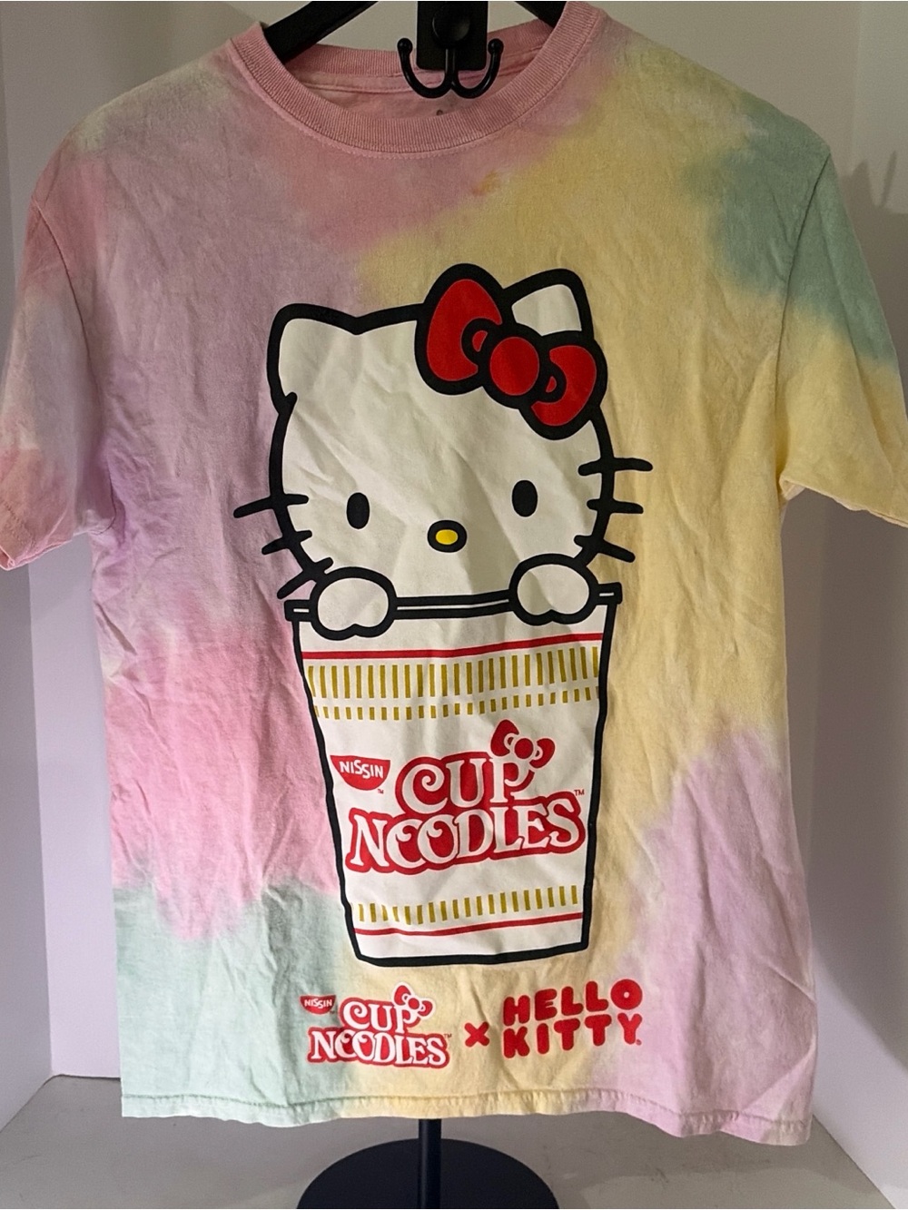 Sanrio Hello Kitty Tie-Dye Tee in Pastel Pink, Yellow & Mint